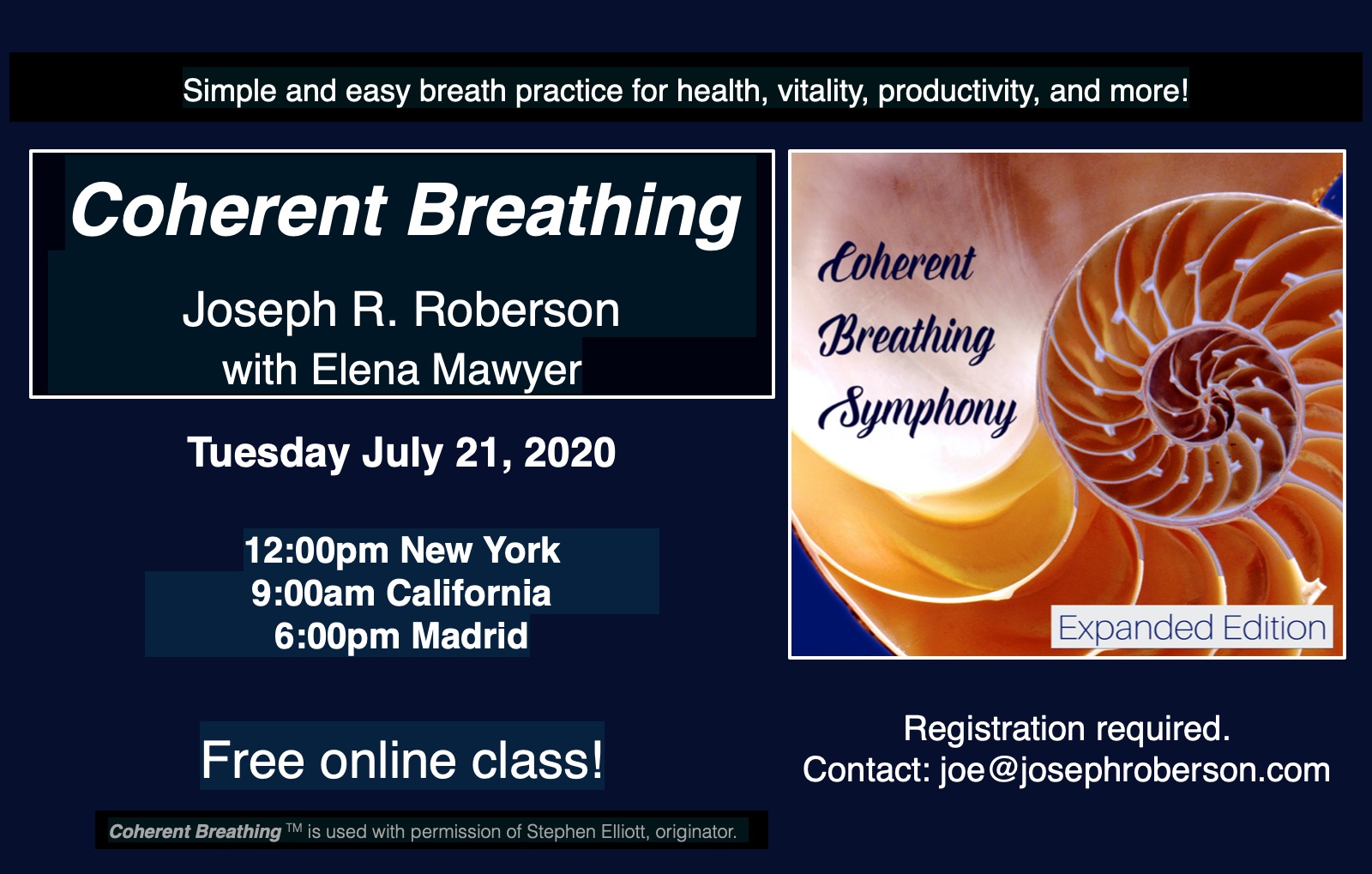 Coherent Breathing free class 202-07-21
