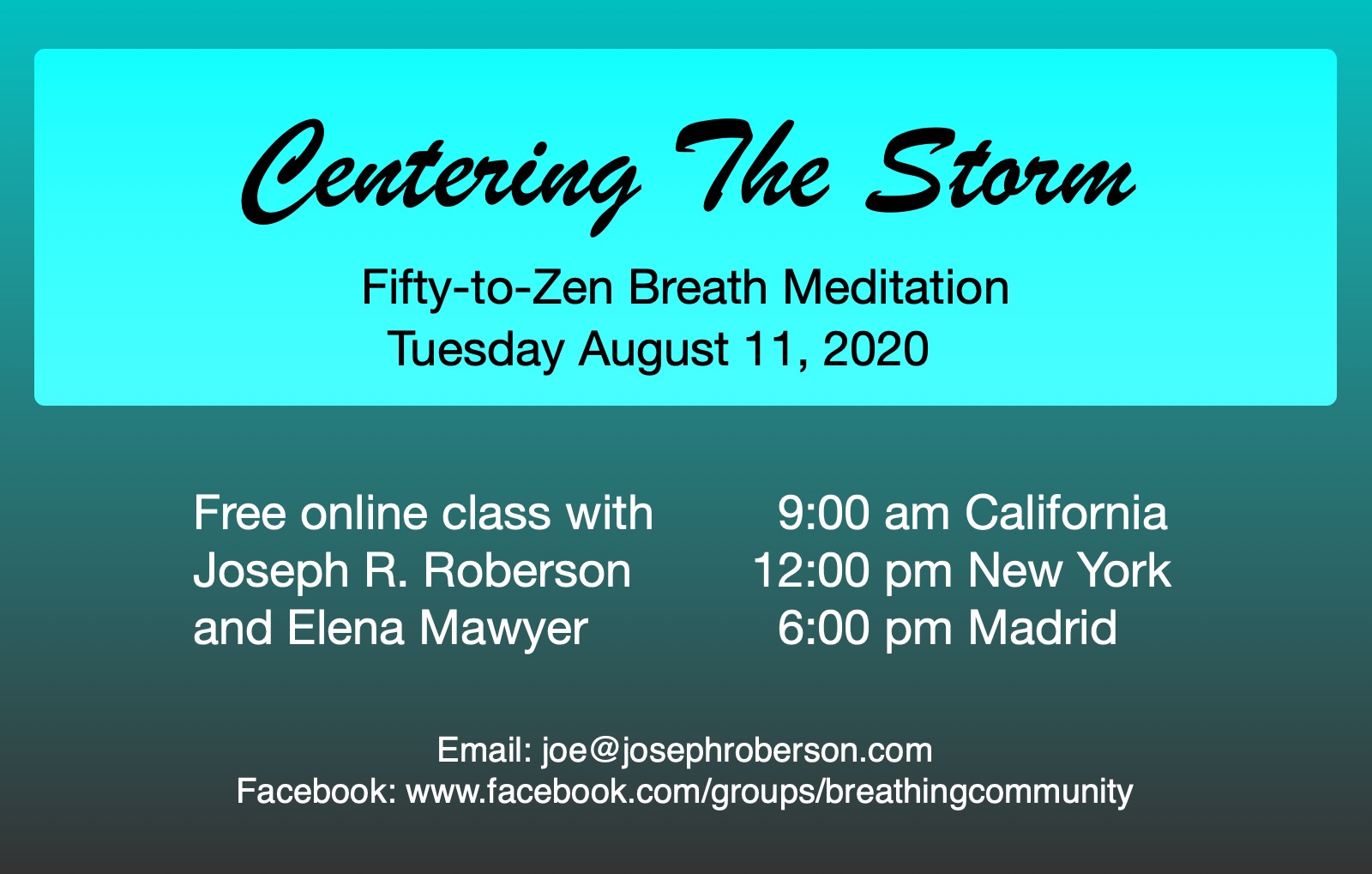 Centering The Storm free class ad